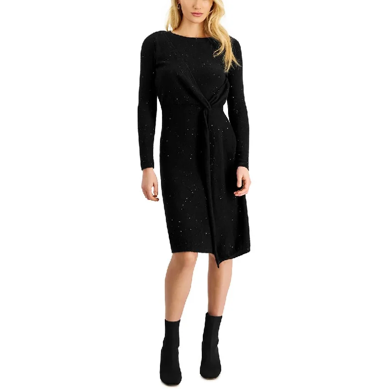 Donna Karan Womens Glitter Knit Sweaterdress
