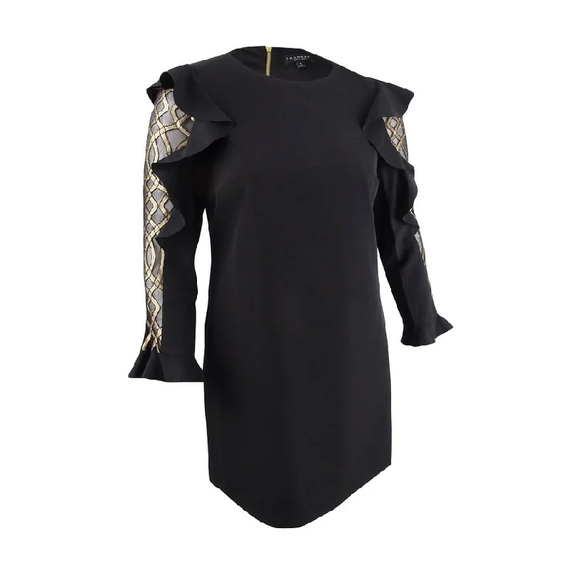 Laundry by Shelli Segal Women's Ruffled Metallic-Inset Dress