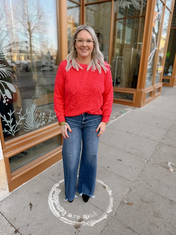 Zen Long Sleeve Raglan Top-Tomato
