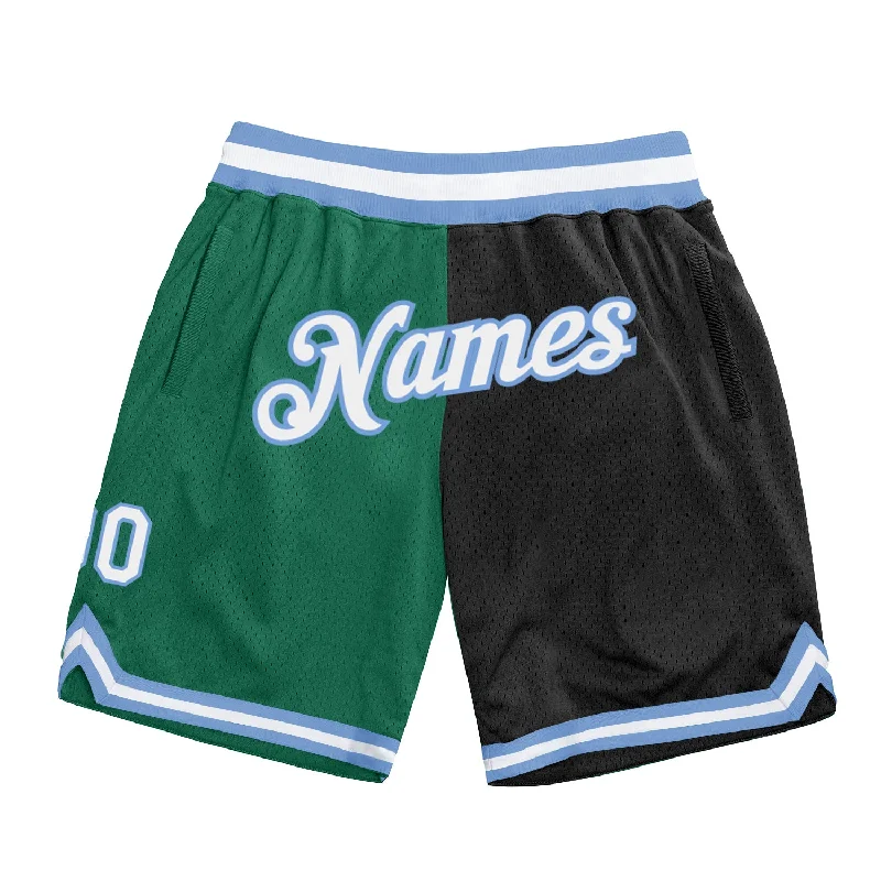 Kelly Green White-Black Authentic Throwback Split Fashion Basketball Shorts