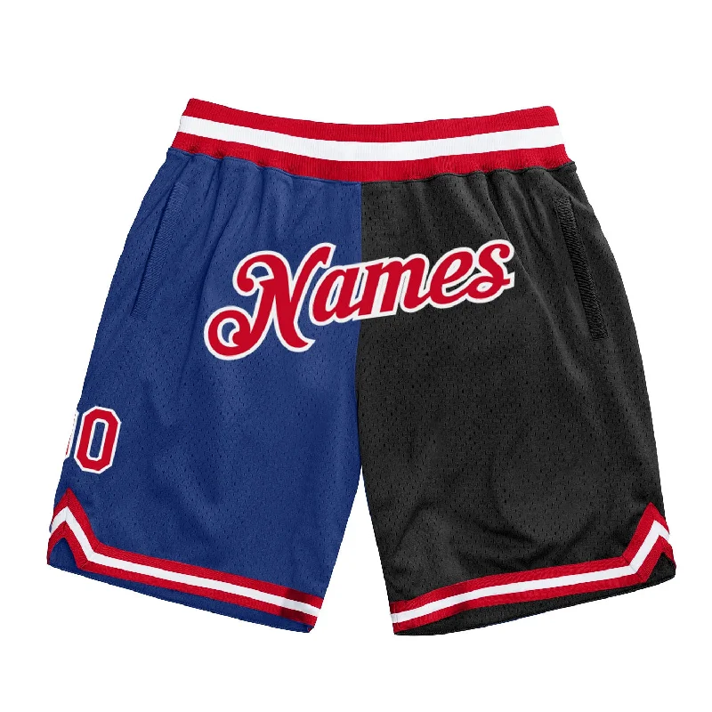 Royal Red-Black Authentic Throwback Split Fashion Basketball Shorts