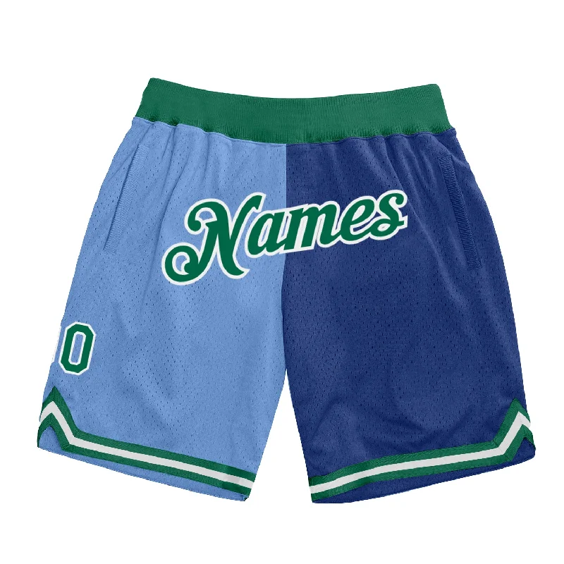 Light Blue Kelly Green-Royal Authentic Throwback Split Fashion Basketball Shorts