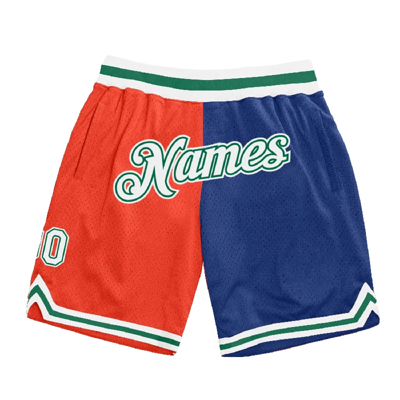 Orange White-Royal Authentic Throwback Split Fashion Basketball Shorts